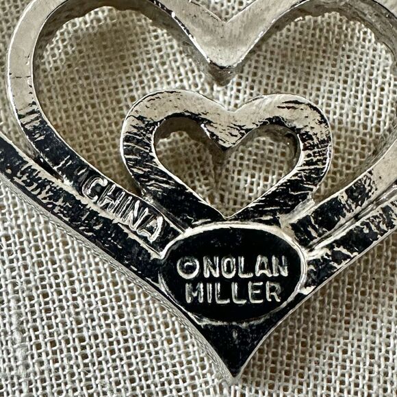 Nolan Miller Triple Heart Rhinestone Pendant Necklace - Picture 3 of 9